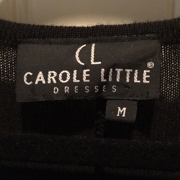 M Long Black Dress Cap-Sleeve,Intricate Beading and Appliqué by Carole Little - Picture 3 of 14